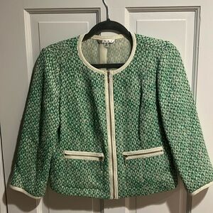CAbi Green and White Jacket